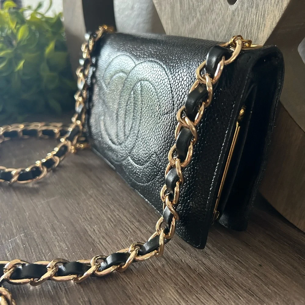 🖤Vintage Chanel Timeless Clutch Wallet Chain 2way Wristlet on Crossbody
